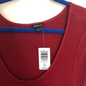 NWT Torrid red ribbed sweater dress